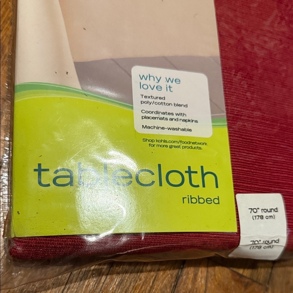 Food Network 70” round Tablecloth- ribbed texture - Picture 3 of 5